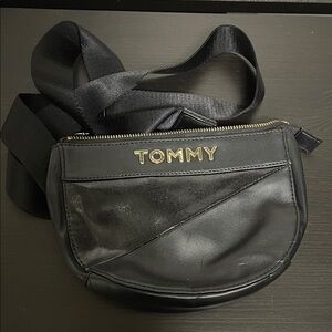 Tommy Hilfiger Black Crossbody Bag with Gold Accents